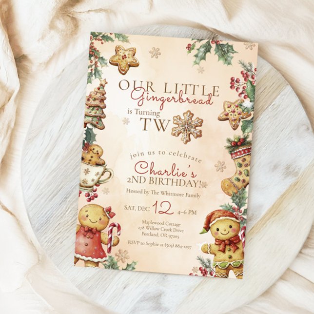 Convites Little Gingerbread Christmas 2nd Birthday (Criador carregado)
