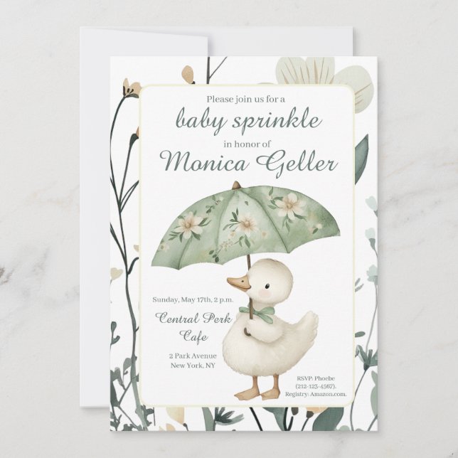 Convites Little Goose Baby Sprinkle Invitation (Frente)