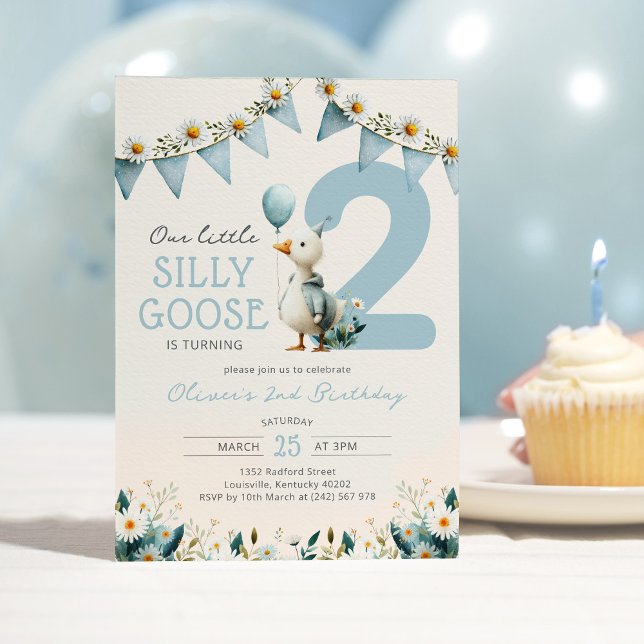 Convites Little Goose Blue Boy 2nd Birthday (Criador carregado)