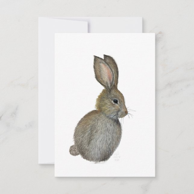 Convites Little Grey Bunny Notecard - Original Artwork (Frente)