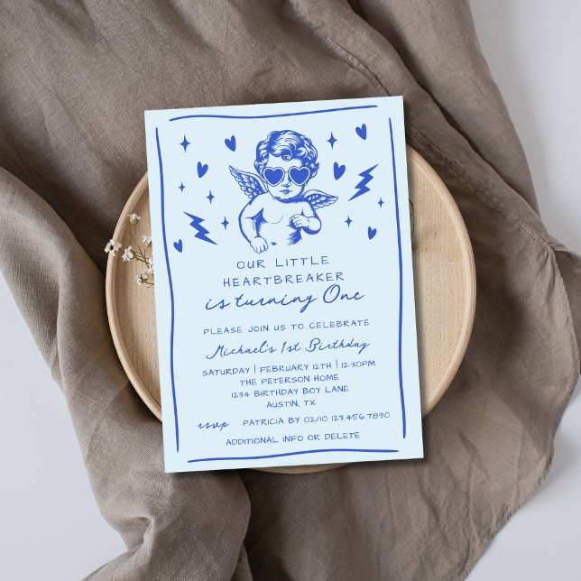 Convites Little Heartbreaker Valentines Boy 1st Birthday (Criador carregado)