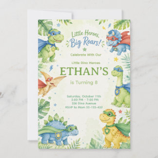 Convites Little Heroes Big Roars Dinosaur Birthday