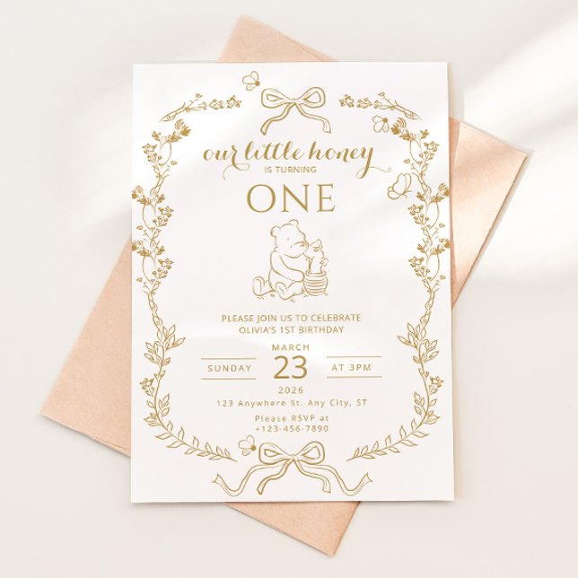 Convites Little Honey Bee First Birthday Invitation (Criador carregado)