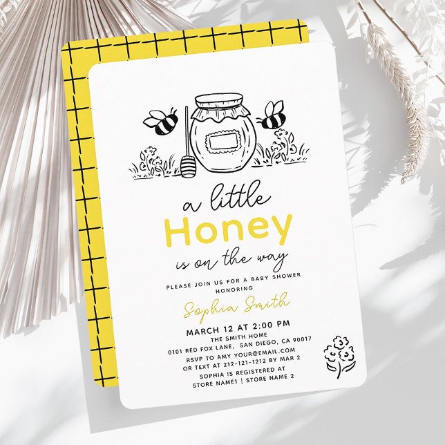 Convites Little Honey Hand-drawn Bee Baby Shower (Criador carregado)