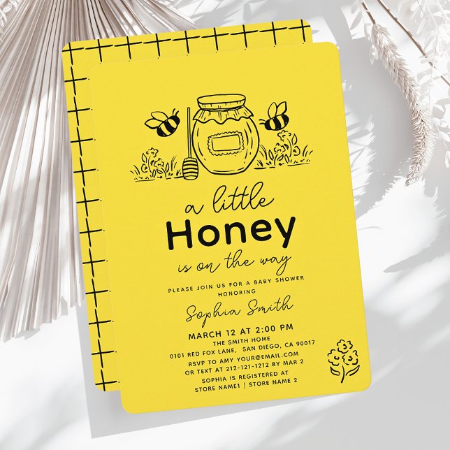 Convites Little Honey Hand-drawn Bee Baby Shower (Criador carregado)