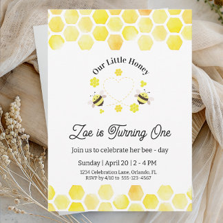 Convites Little Honey Invitation Kids 1st Birthday Card