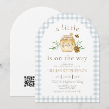 Little Honey On The Way Bee Blue Baby Shower QR
