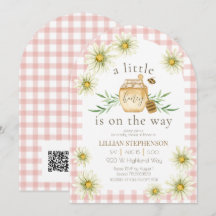 Little Honey On The Way Bee Pink Baby Shower QR 