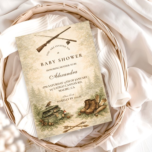 Convites Little Hunter Woodland Adventure Baby Shower (Criador carregado)