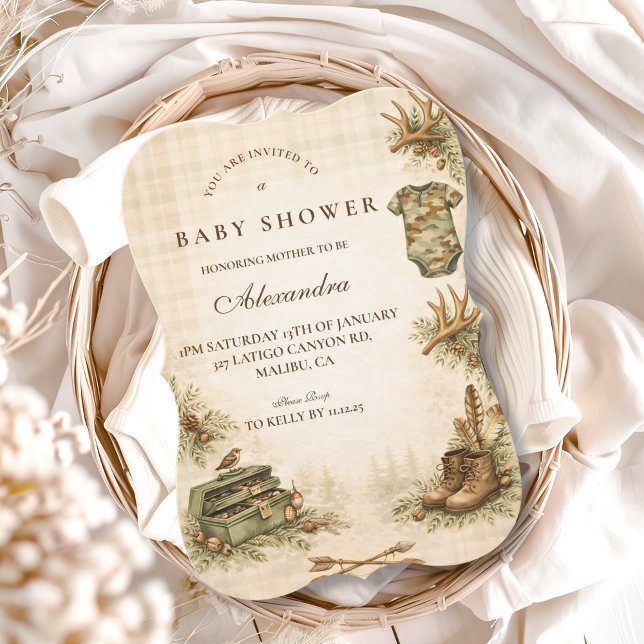 Convites Little Hunter Woodland Keepsake Baby Shower (Criador carregado)