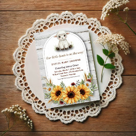 Convites Little Lamb Sunflower Rustic Baby Shower