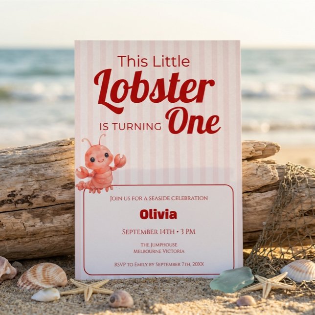Convites Little Lobster 1st Birthday Invitation (Criador carregado)
