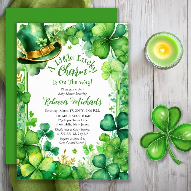 Convites Little Lucky Charm St. Patrick’s Day Baby Shower (Little Lucky Charm St. Patrick’s Day Baby Shower Invitation -- Print | Digital Download)