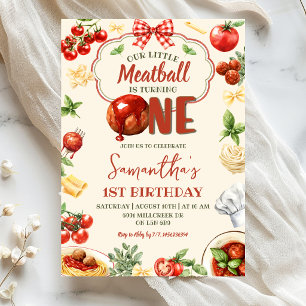 Convites Little Meatball Faz Um Aniversário de Massa Italia