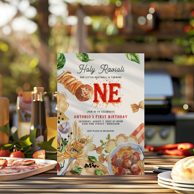 Convites Little Meatball | Holy Ravioli First Birthday (Criador carregado)