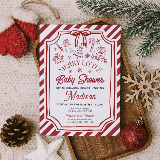 Convites Little Merry Baby Shower Invitation (Criador carregado)