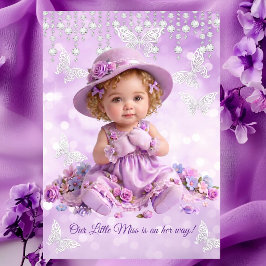 Convites Little Miss Lilac Purple Girl Baby Shower Cute