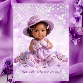 Convites Little Miss Lilac Purple Girl Baby Shower Ethnic