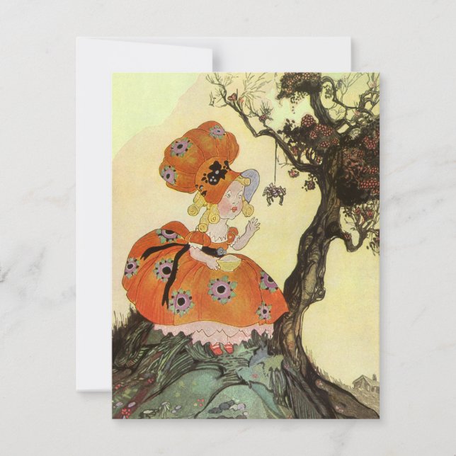 Convites Little Miss Muffet & Aranha, Antigo Mother Goose (Frente)