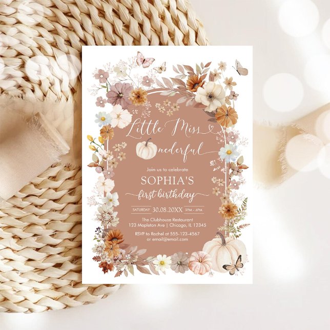 Convites Little Miss ONEderful Wildflower 1st Birthday (Criador carregado)