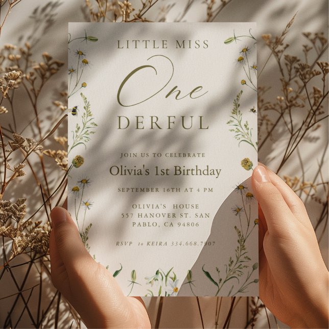 Convites Little Miss Onelinda primeiro aniversario Wildflow (Criador carregado)