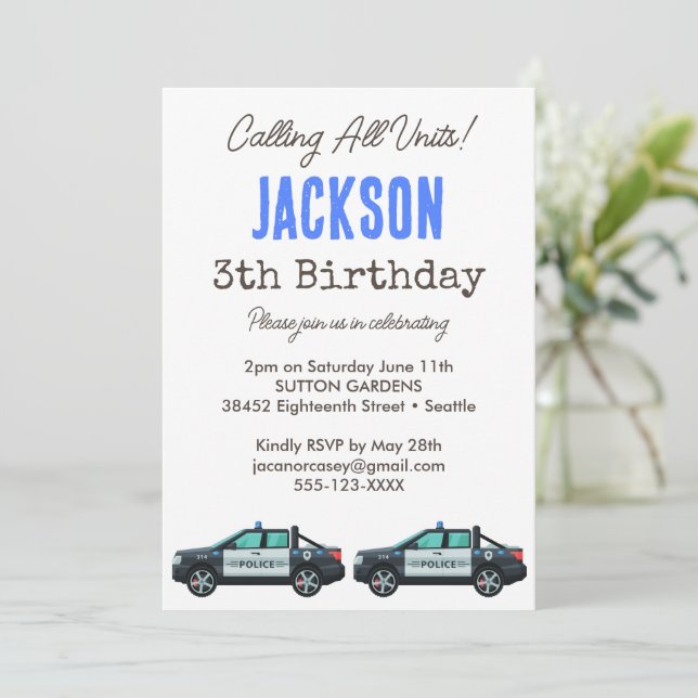 Convites Little Officer Police Birthday | Personalized  (Em pé/Frente)