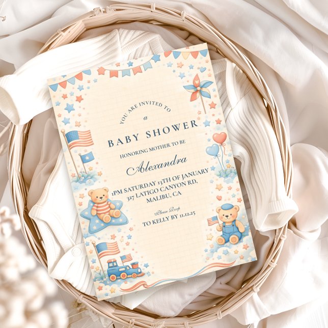 Convites Little Patriot Welcome Baby Shower (Criador carregado)