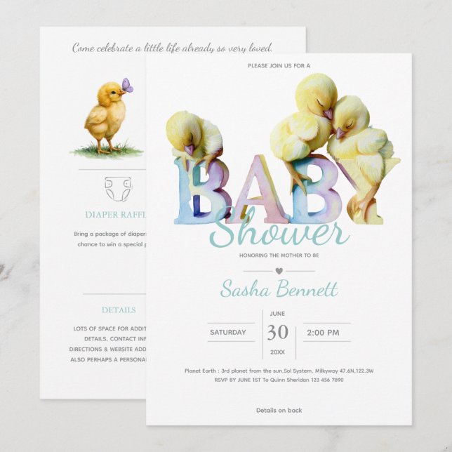 Convites Little Peep & Co. | Chá de Bebê (Frente/Verso)