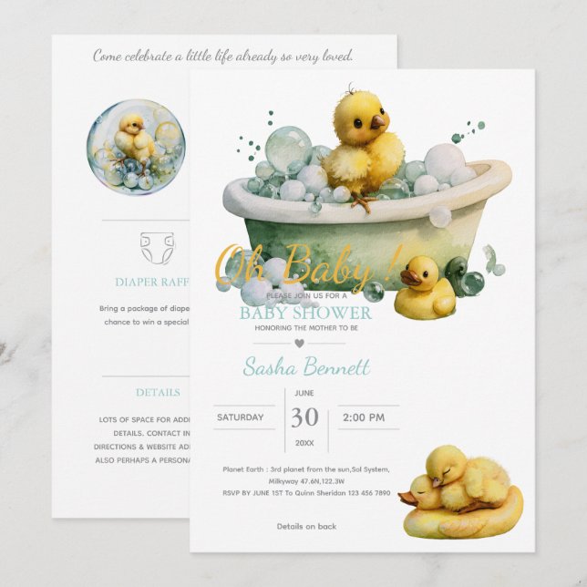 Convites Little Peep & Co. | Chá de Bebê (Frente/Verso)
