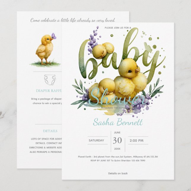 Convites Little Peep & Co. | Chá de Bebê (Frente/Verso)