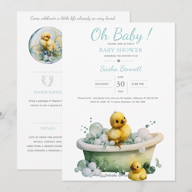 Convites Little Peep & Co. | Chás de Bebê (Frente/Verso)