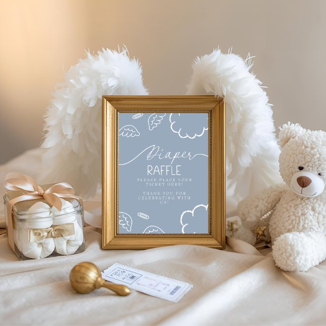 Convites Little Piece of Heaven Blue Diaper Raffle Table (Little Piece of Heaven Blue Diaper Raffle Table)