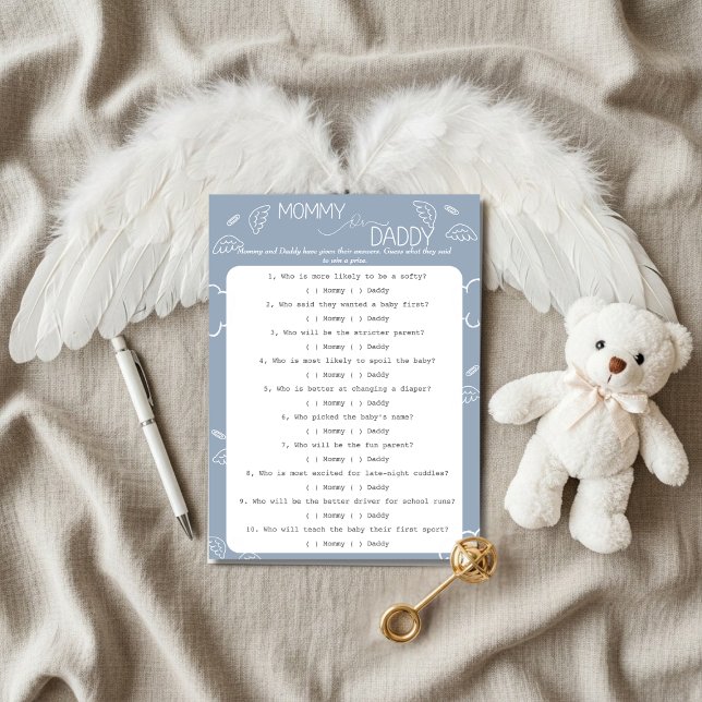 Convites Little Piece of Heaven Blue Guess Who Game  (Little Piece of Heaven Guess Who Game Invitation)