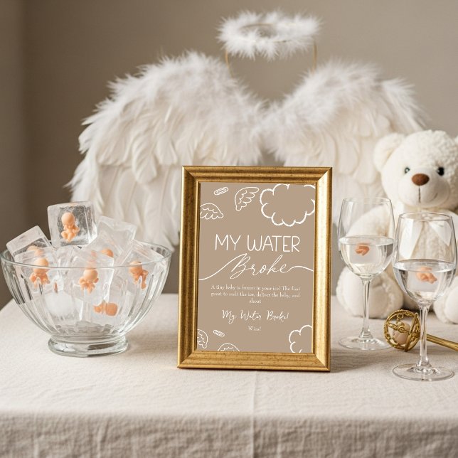 Convites Little Piece of Heaven  My Water Broke Game Beige  (Little Piece of Heaven My Water Broke Game Beige)