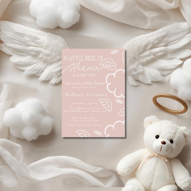 Convites Little Piece of Heaven pink baby shower  (Little Piece of Heaven pink baby shower Invitation)