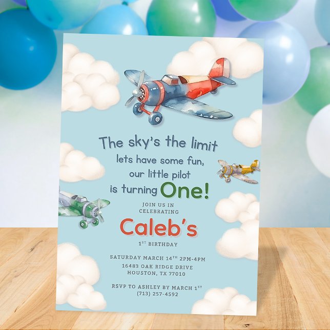 Convites Little Pilot's First Birthday (Criador carregado)