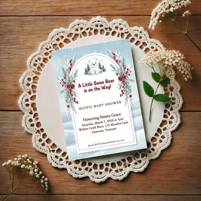 Convites Little Polar Bear Winter Baby Shower Invitation (Criador carregado)