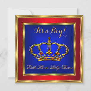 Convites Little Prince Chá de fraldas Boy Royal Red Blue 2