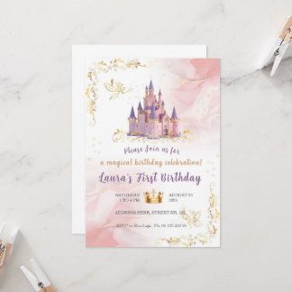 Convites Little princess Theme invitaion. Kids party.