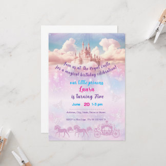 Convites Little princess Theme invitaion. Kids party.