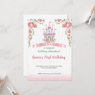 Convites Little princess Theme invitaion. Kids party.