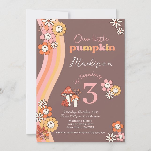 Convites Little Pumpkin Birthday Invitation (Frente)