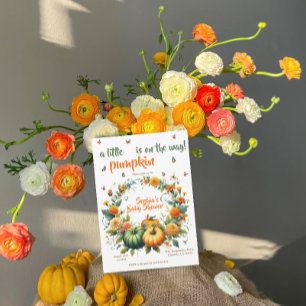 Convites Little Pumpkin Chá de fraldas Invite - Autumn Flor