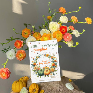 Convites Little Pumpkin Chá de fraldas Invite - Autumn Flor