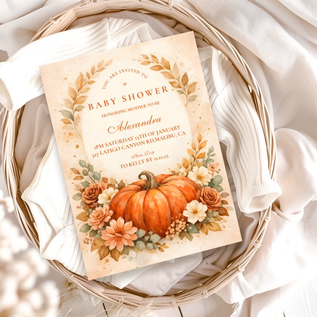 Convites Little Pumpkin Fall Baby Shower (Criador carregado)