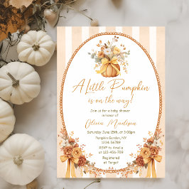 Convites Little Pumpkin Floral Bow Baby Shower Invitation