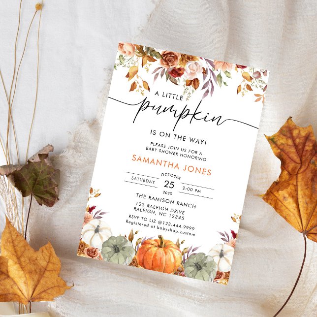 Convites Little Pumpkin Gender Neutral Fall Baby Shower  (Criador carregado)