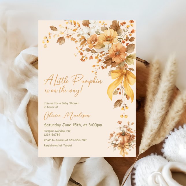 Convites Little Pumpkin Is On The Way Baby Shower (Criador carregado)