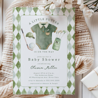 Convites Little Putter Baby Shower Invitation