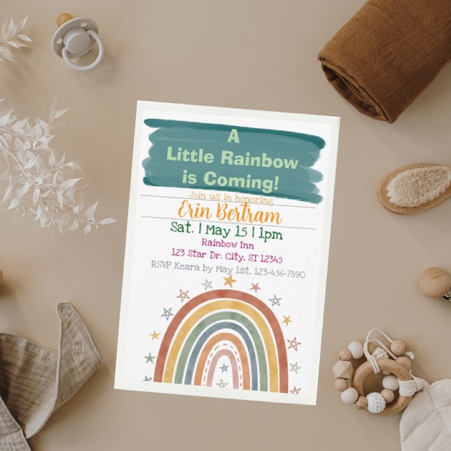 Convites Little Rainbow Coming, Boho Baby Shower  (Criador carregado)